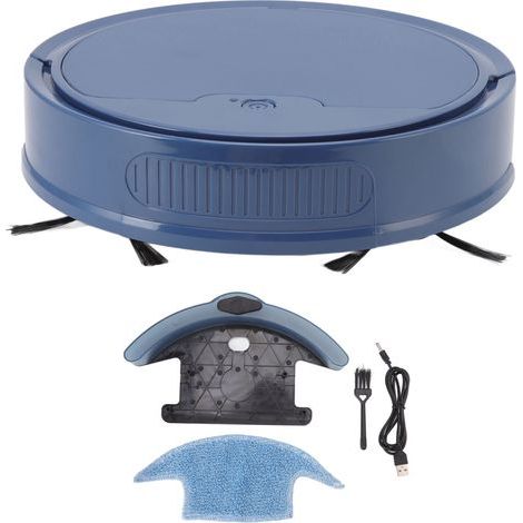 3-in-1 Robot Cleaner with Smart App and Remote Control, 2000pa Strong Suction, USB Charging, and Sweeping for Home Use - Blue (1/5)