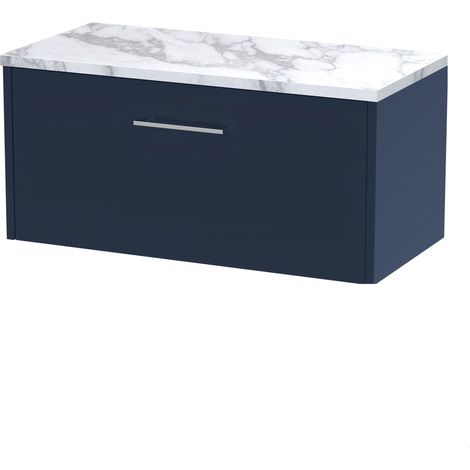 Winshill Contemporary 1 Drawer Wall Hung Vanity Unit with Laminate Worktop, 800mm