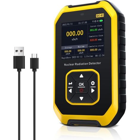 Compteur Geiger Dأ©tecteur de Radiations Nuclأ©aires Moniteur Beta Gamma Rayons X 0,00 خ¼Sv/h-1 000 خ¼Sv/h 3 modes d'alarme Testeur de rayons X, خ³ et خ² avec أ©cran LCD (1/4)