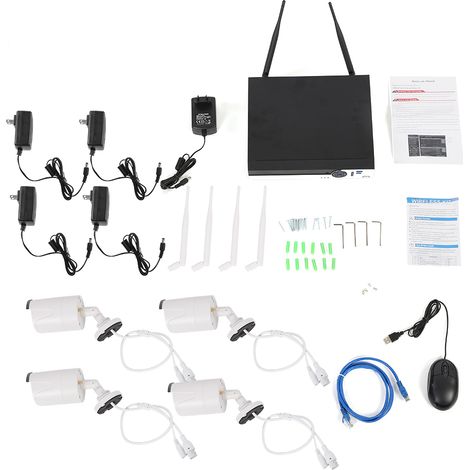 4-Kanal-WLAN-Überwachungskamera mit Touchscreen, Farbnachtsicht, intelligenter Erkennung und 100-Watt-Pixeln (1/5)