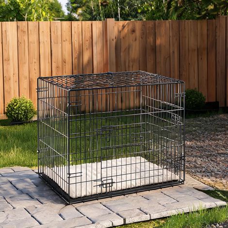 Cage pliable pour chien noire avec 2 portes dimensions 75 x 48,5 (1/5)