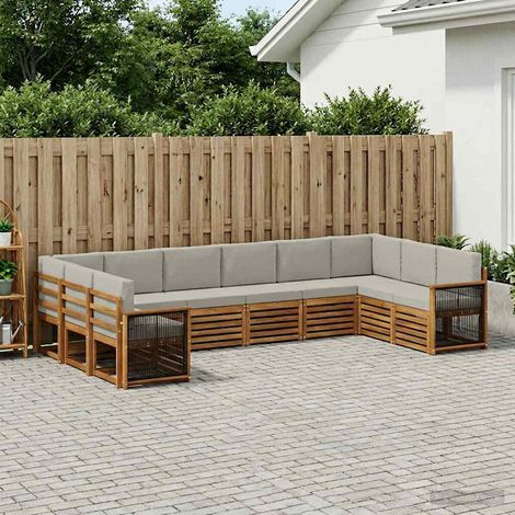 vidaXL Ecksofa Set mit Kissen 7 pcs Natürlich und Hellgrau (1/5)