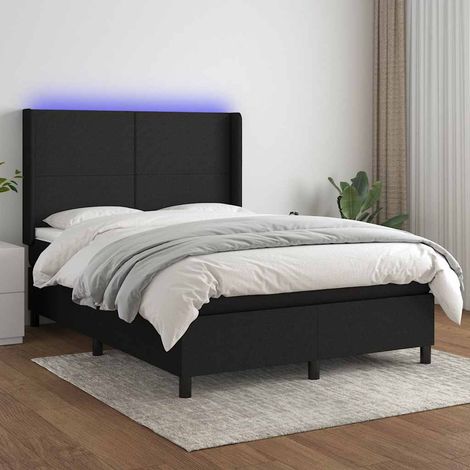 vidaXL Lit à ressort LED avec tête de lit 140 x 200 cm tissu (1/5)