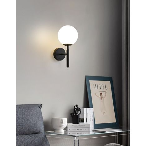 Aplique moderno Aplique LED Aplique LED para espejo Aplique LED Aplique de cristal Aplique moderno Interior. Pantalla blanca lechosa - modelo negro sin fuente de luz E27. (1/4)