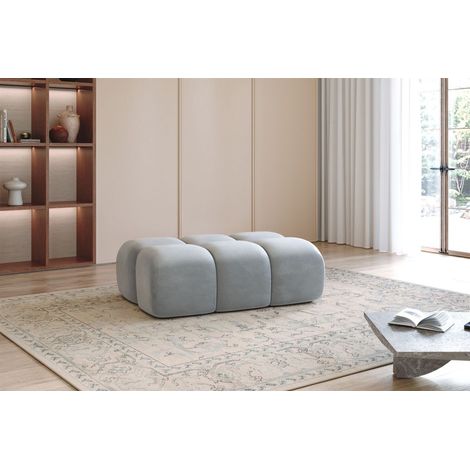 Polsterhocker Designerhocker DARCY 128x85 cm in Stoff Salvador Hellgrau (1/2)