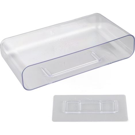 Boîte de rangement auto-adhésive transparente en plastique, fixation murale flottante, organisateur de bureau pour chambre et salle de bain, taille L (1/5)