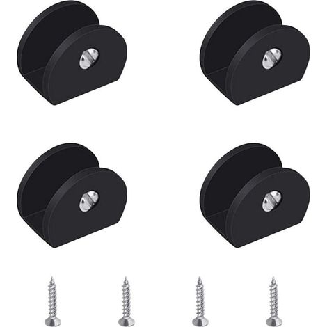 Pince à Verre, 4 Pièces de Support d’Étagère en Verre Support Tablette Verre Noir, Fixation Tablette Verre Réglable, DemiRondes, en Alliage d'Aluminium, Pour Verre de 6 à 8 mm d'Épaisseur (1/4)