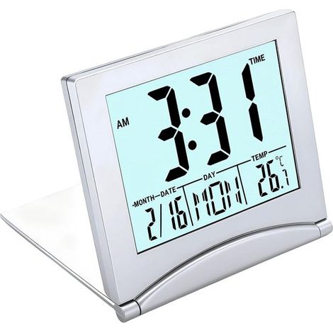 1 pièce - horloge numérique - horloge - réveil numérique - horloge numérique de chambre - horloge numérique sur piles - horloge numérique avec date et jour - horloge numérique avec température - horlo (1/5)