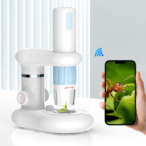 Microscope électronique numérique HD sans fil, grossissement 50X-1000X, Wi-Fi, USB, portable, caméra pour pièces de monnaie, microscope de laboratoire HD 1080p (1/5)