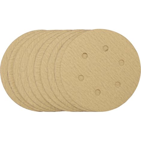 Gold Sanding Discs with Hook & Loop, 150mm, 180 Grit (Pack of 10) (64240) (1/5)