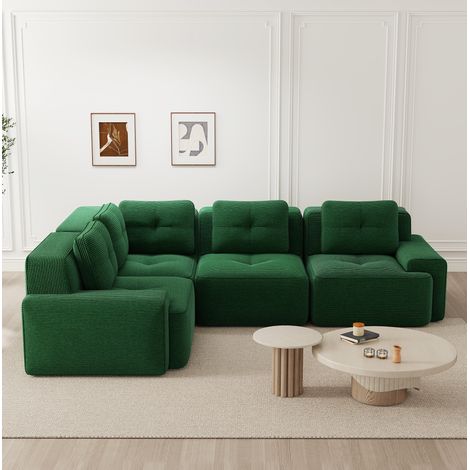 Divano angolare modulare in velluto a coste OKMYHOME (1/5)
