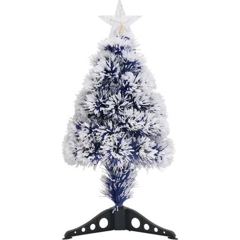 Sapin de Noël artificiel pré-illuminé, fibre optique blanche/bleue (1/5)