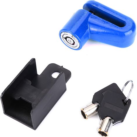 Antivol vélo métal freins disque anti-vol avec cadre plastique et clés bleu (1/5)