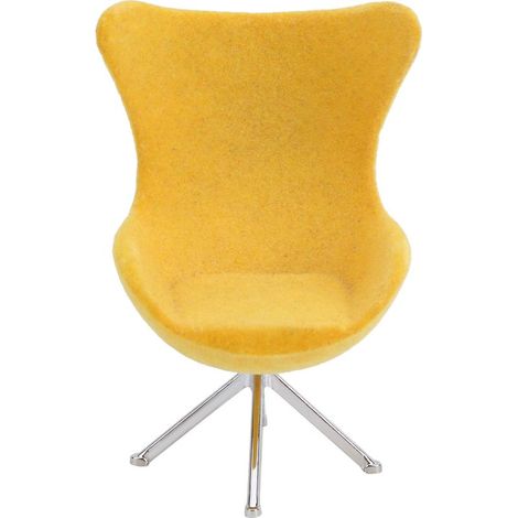 Canapé miniature rembourré jaune, meuble de décoration modèle 1:12 pour maison de poupée, accessoire de salon en velours. (1/5)