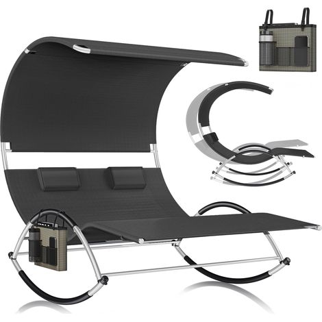 Kesser – Bain de soleil double avec toit solaire – Chaise longue ergonomique pour 2 personnes – Structure en acier galvanisé – Charge 220 kg