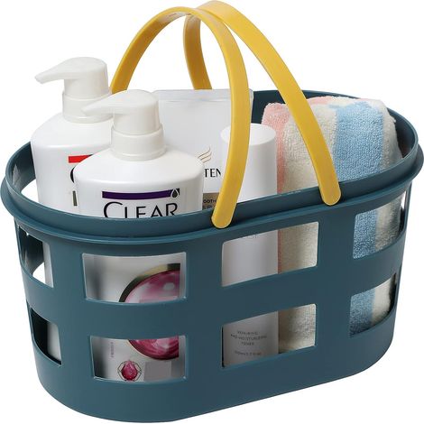 Panier de douche portable, panier de rangement en plastique avec poignées, organisateur de douche pour dortoir étudiant, salle de bain et cuisine (1/5)