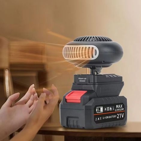 Radiateur soufflant portable sans fil batterie lithium‑ion 172 W, chauffage compact USB pour extérieur, chantier, atelier, bureau et maison