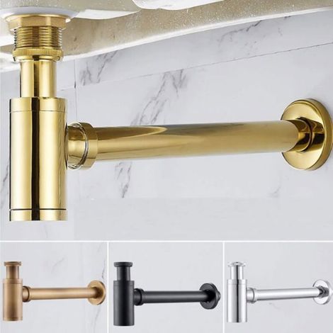 Siphon Lavabo - Laiton Massif - Filetage 1 1/4 Pouces - Tuyau 32 mm - Anti-Odeurs - 1 Pièce (1/5)