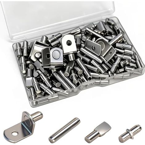 104 supports d'étagère pour placard de cuisine, 4 styles de qualité supérieure, supports d'étagère en métal - Bouchons pour supports d'étagère de placard (1/5)