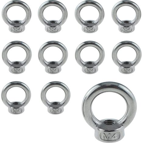 16 Pièces M4 Écrou à Anneau, Acier Inoxydable 304, Accessoires de Levage Câble de Montage, Pour Anneau de Levage, Fixer des Ornements Suspendus (1/5)