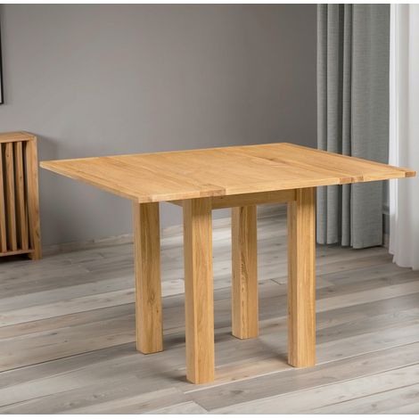 Hallowood Furniture Waverly Oak Folding Table, Light Oak Rectangular Solid Wood Dining Table with Extending or Folding Top, Perfect for Kitchen, Dining Room or Lounge (1/5)