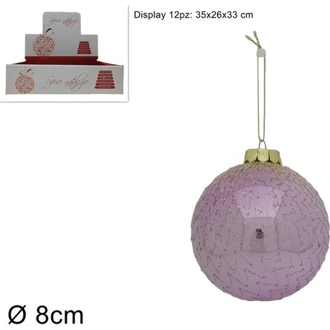 PALLA DIAMETRO 8 CM LILLA CON RETE ORO
