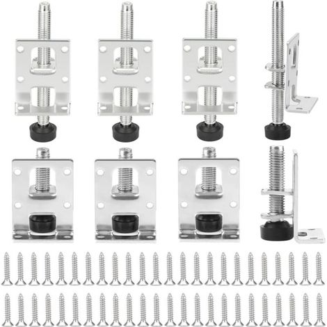 YMYNY 8 Pièces Ensemble de Pied de Meuble Reglable, 55 mm+102 mm Acier Pied Reglable, avec 48 Petites Vis, Pied de Table Reglable pour Meubles, Tables, étagères, Armoires (Silver) (1/5)