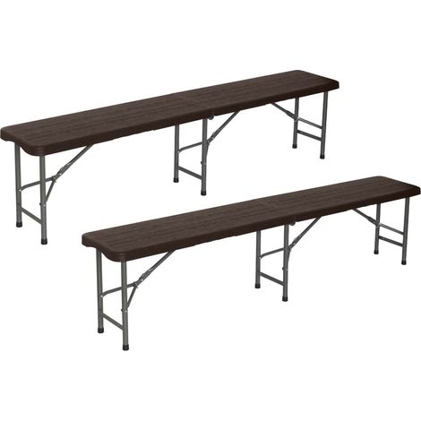 Set di 2 panche pieghevoli per catering con effetto legno 180x28x