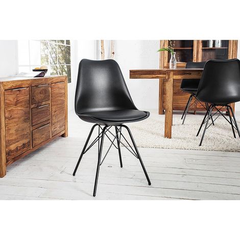 MEUBLER DESIGN Chaise Rétro Scandinavia Meisterstäck Noire Chaise De Conférence, Polyuréthane, Style , 50 x 60 x 85 cm (1/5)