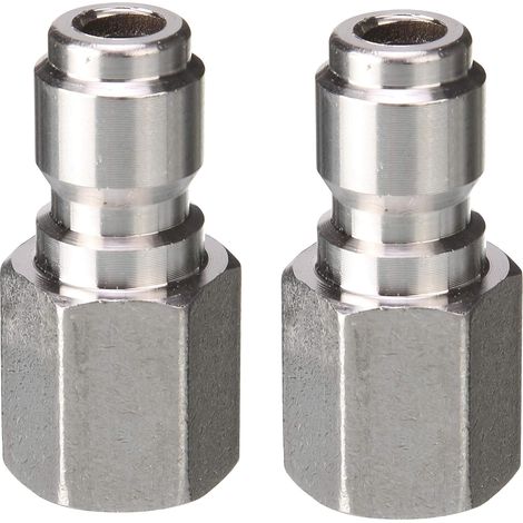 Lot de 2 - Adaptateur Nettoyeur Haute Pression - Raccord NPT Femelle - Acier Inoxydable 5000 PSI Pour Pistolet Et Buse Argent 6,35cm (1/5)