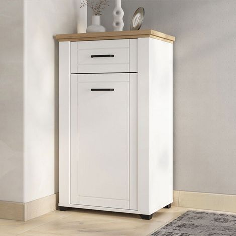 Mobile da Ingresso Rogeno, un Cassetto, 2 Ripiani, Un'anta, 60.5x41x105h cm Bianco Opaco (1/5)