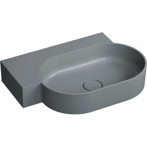 OMNIRES Ovo M+ - Waschbecken 65 x 45 cm, ohne Überlauf, ohne Armaturenloch, links, mattgrau OVO645UWLAG (1/5)
