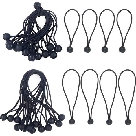 Tendeur Elastique Boule,Tendeur Bâche 30 Pièces Tendeur avec Boule,Tendeur Boule de Bâche,Elastique Noir,Tendeur Elastique pour Bannières,Tendeur Bache Piscine (1/5)