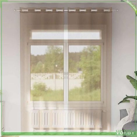 4102129 Rideaux en voile avec illets 2 pcs marron clair (1/5)