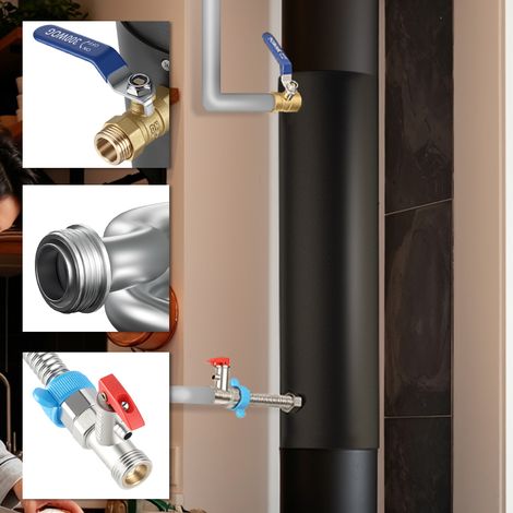 TolleTour Tubo camino Ø15 con serpentina in acciaio inox, altezza 52,5 cm, set completo con rubinetto a sfera, valvola di sovrapressione e accessori – Efficiente scambiatore di calore per acqua calda (1/5)