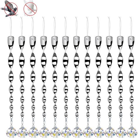 24 Pièces Effaroucheur Oiseaux Réfléchissant+Boule de Cristal Répulsifs Oiseaux Réfléchissants Set, Répulsifs réfléchissants, Effaroucheur Oiseaux, éloignez Les Oiseaux (24Pôle) (1/5)