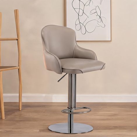 Tabouret de bar gris en métal avec dossier hauteur réglable (1/5)