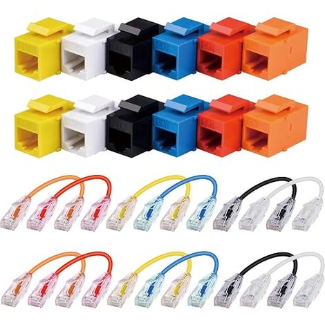 Keystone Kit de gestion de câble, avec connecteurs jack Keystone Cat6A RJ45 et câbles Ethernet Cat6A de 0,2 m pour panneau de brassage (1/5)