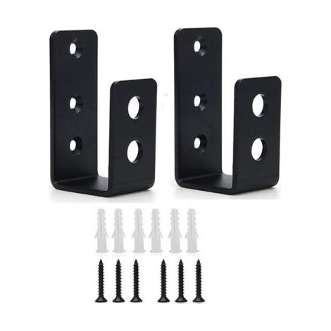 QORVA-Support en U ouvert, noir, 2 pièces, 3,54 pouces de long, support de barrière de sécurité de porte, support métallique robuste. (1/5)