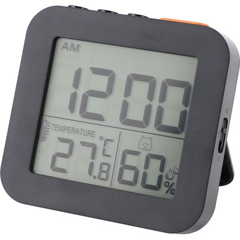 Réveil Digital LCD Hygromètre Thermomètre ABS Fonction Snooze Affichage Clair Heure Température Humidité pour Chambre Bureau (1/5)