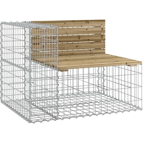 Banc de jardin Banc extérieur Banquette de jardin design gabion 92x71x65,5cm bois de pin imprégné (1/5)