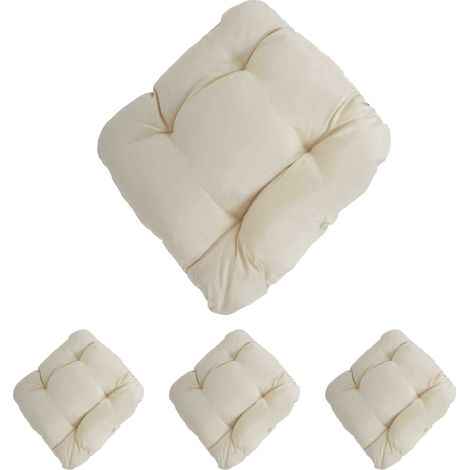 Set 4x cuscini Dublino poliestere per sedie per l'interno e l'esterno 8x38x41cm, avorio