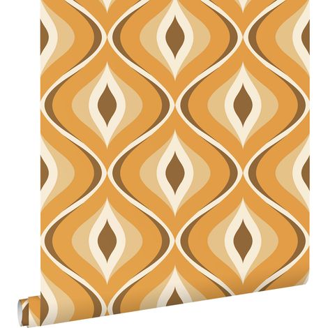 papier peint ornements au style rétro marron, beige et orange - ESTAhome (1/5)