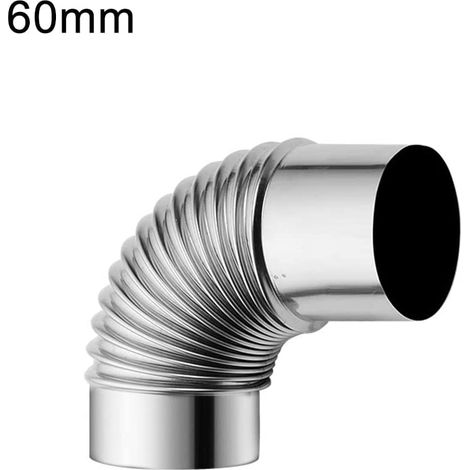 Tinor – 90°-Winkelrohr aus Edelstahl für Kamine – 60 mm Durchmesser – Hochtemperaturbeständig – Für die Installation in beengten Räumen (1/3)