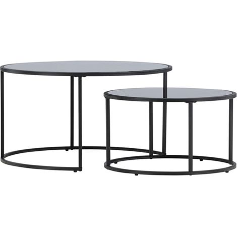 Lot de 2 Tables Basses Gigognes "Twin" 79cm Noir (1/5)