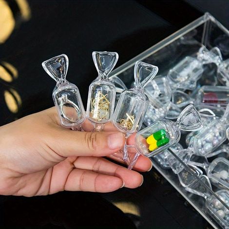 30 boîtes à bijoux transparentes en forme de bonbon, petites et adorables, parfaites pour ranger vos perles ou comme piluliers pour voyages et fêtes (1/4)