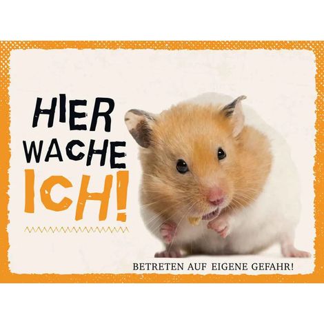 Panneau en bois 30x40 cm Hamster, je suis en garde. À vos risques et périls. Animal de compagnie. (1/4)
