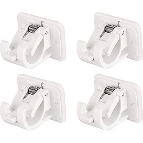 4 Pack Self Adhesive Curtain Rod Bracket Hooks, No Drill Wall Ring Clips Fixing Rod Holder, Adjustable Curtain Rod 9e3wZRpM6Zj (1/5)