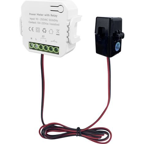Compteur d'énergie intelligent WiFi pour moniteur de consommation Tuya monophasé avec relais 80A CT pince de transformateur de courant 90-250VAC (1/5)