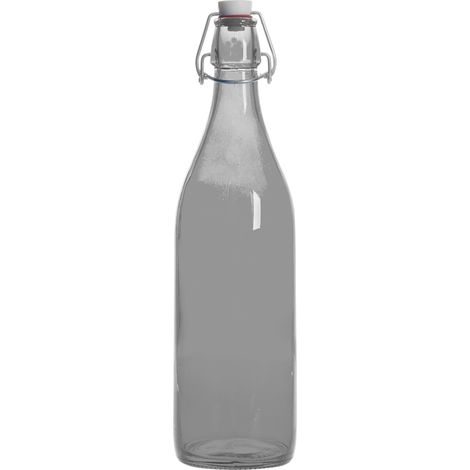 Bormioli Rocco - Bouteille à limonade avec son bouchon mécanique 1 l gris fumé
